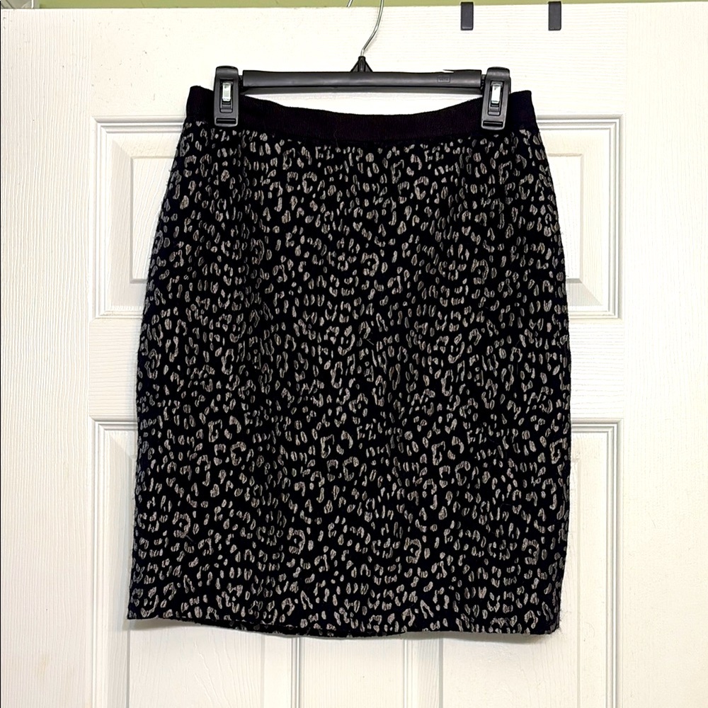 Ann Taylor Leopard Print Black and Gray Skirt